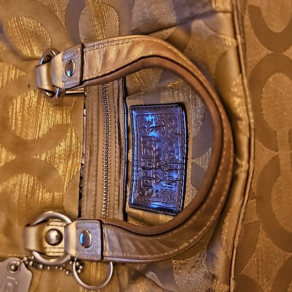 VTG COACH Y2k Gold Poppy Signature Logo Cloth Satchel Bag - Picture 16 of 16